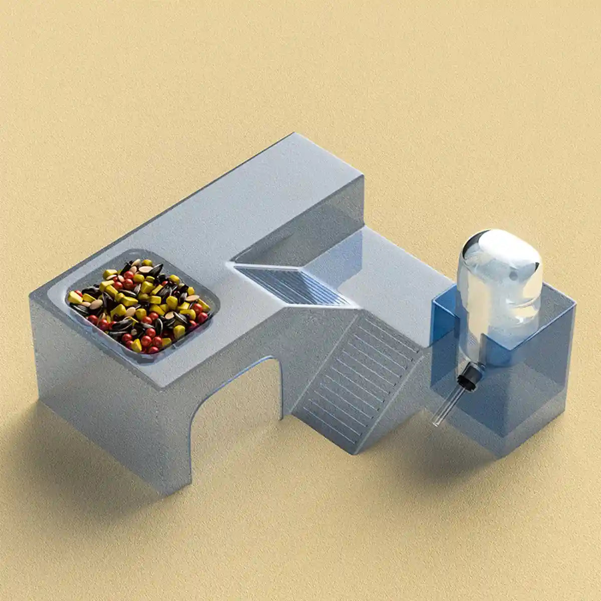 Transparent Hamster Platform With Bottle & Feeder