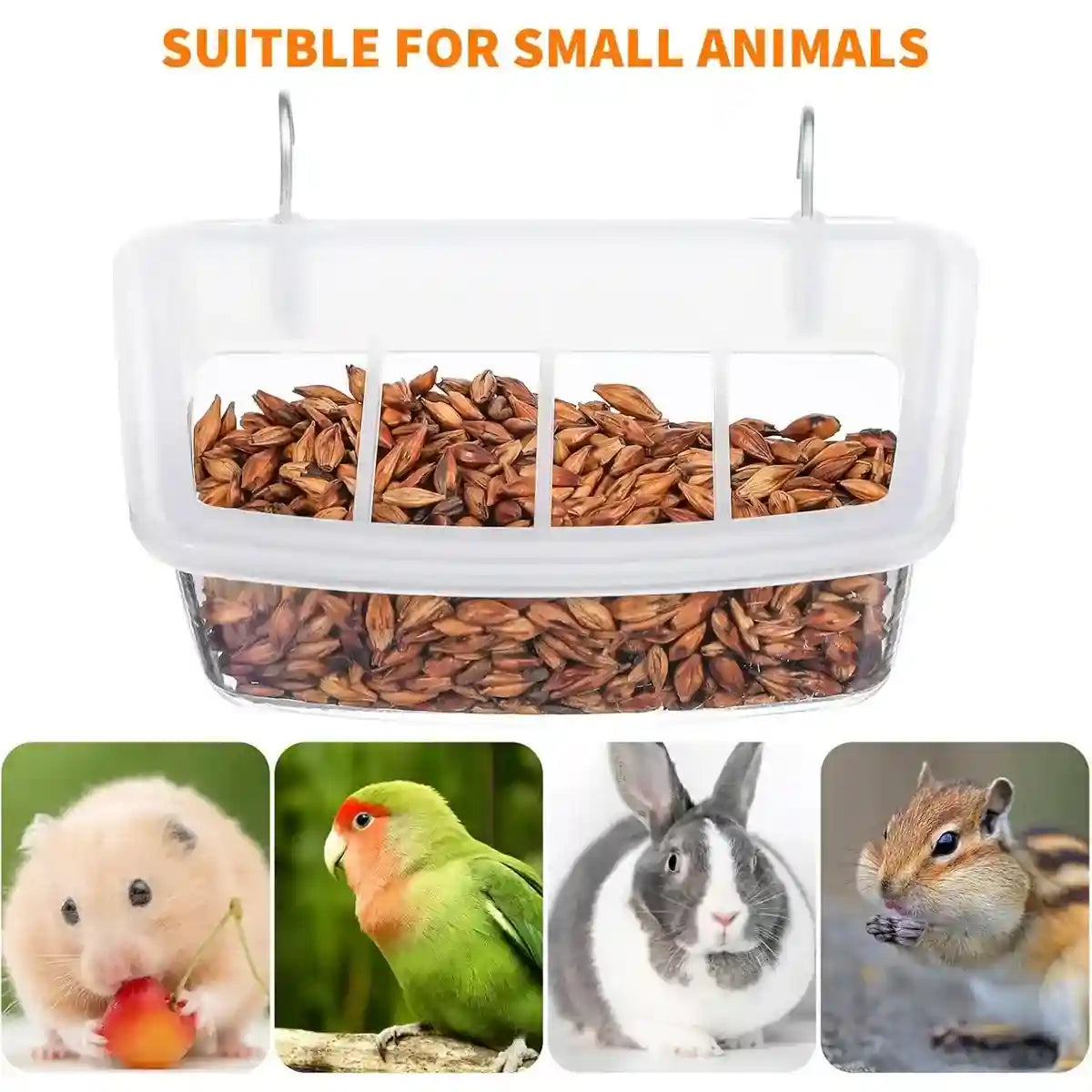 Transparent Bird Seed Feeders for Small Pets with Anti-Splash Design