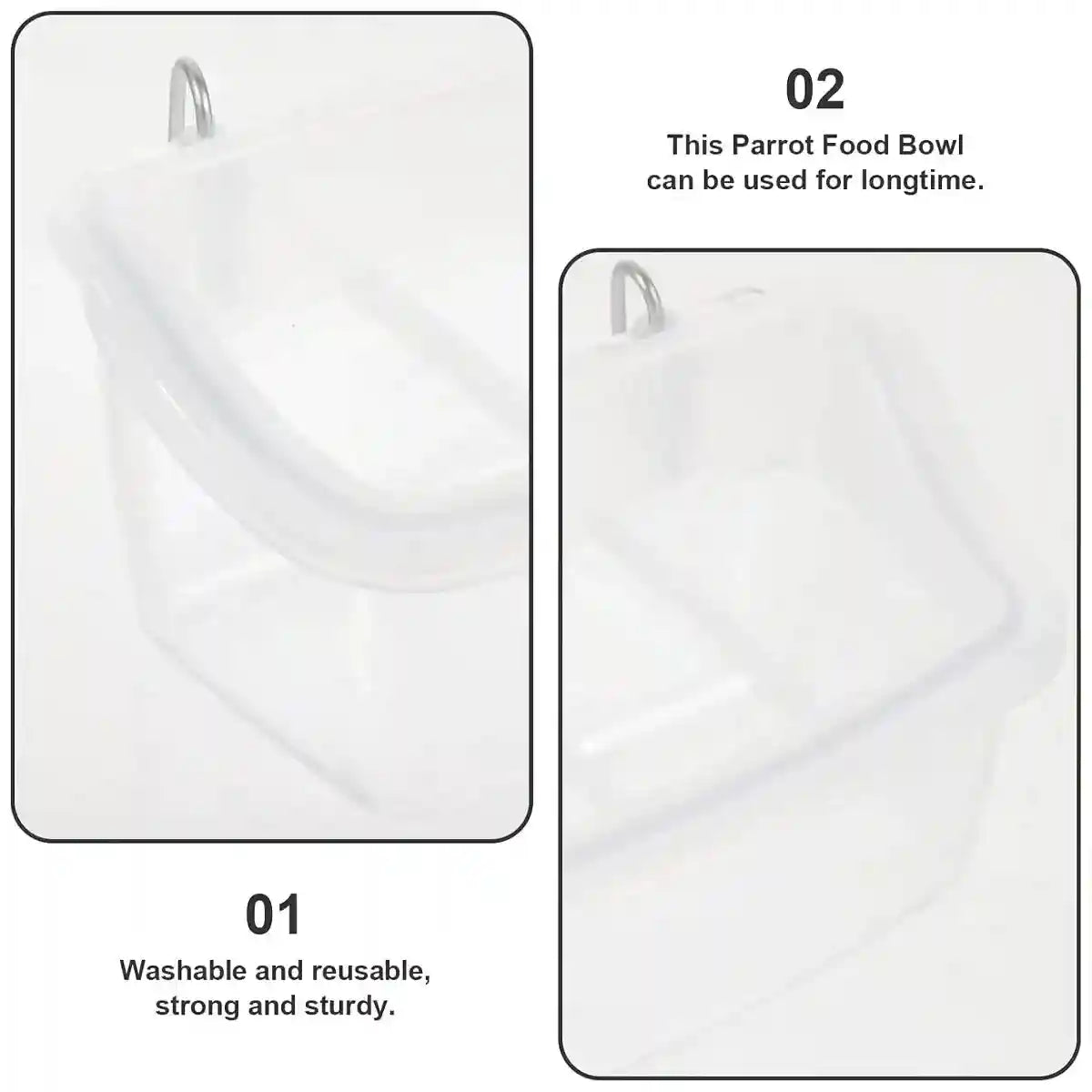 Transparent Bird Seed Feeders for Small Pets with Anti-Splash Design