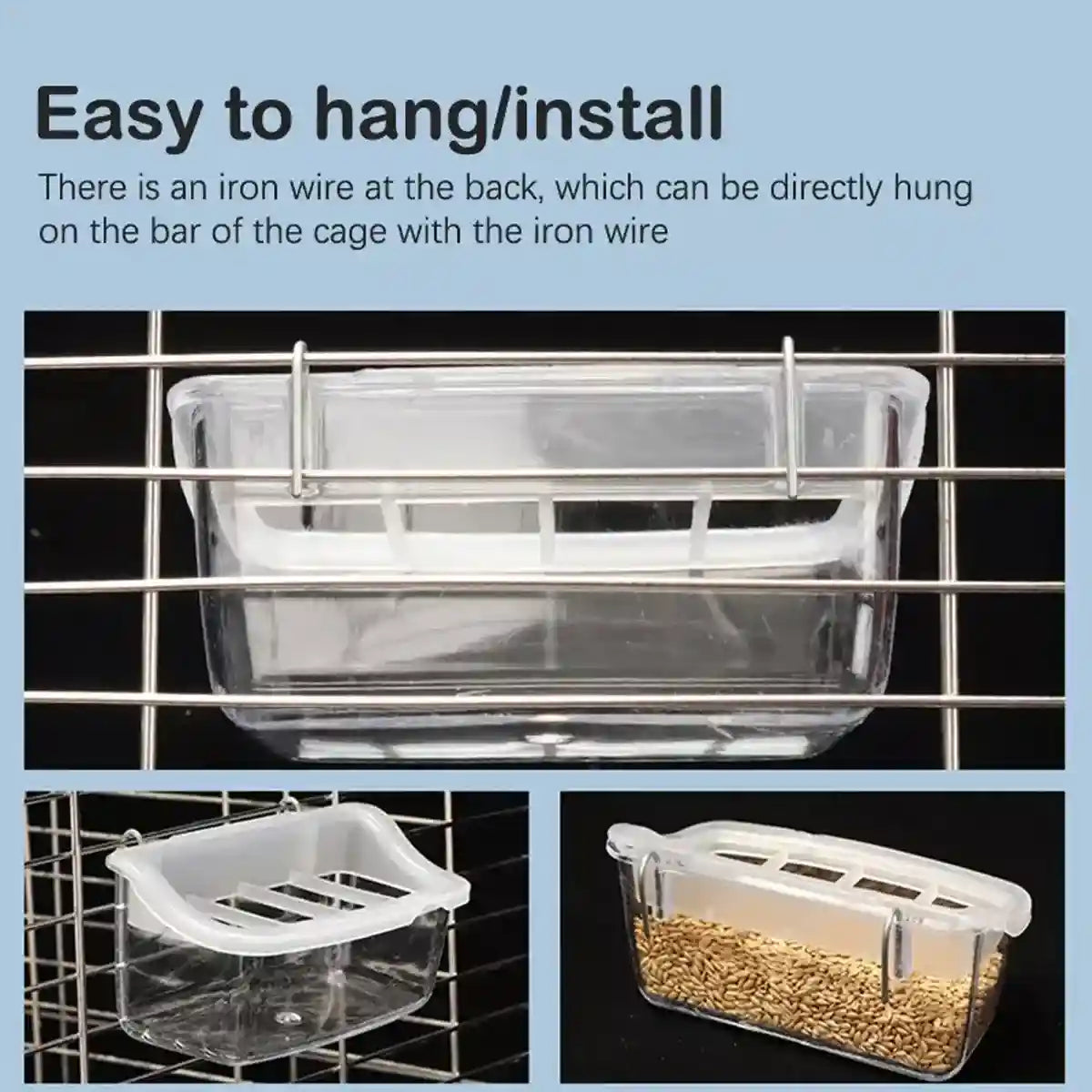 Transparent Bird Seed Feeders for Small Pets with Anti-Splash Design