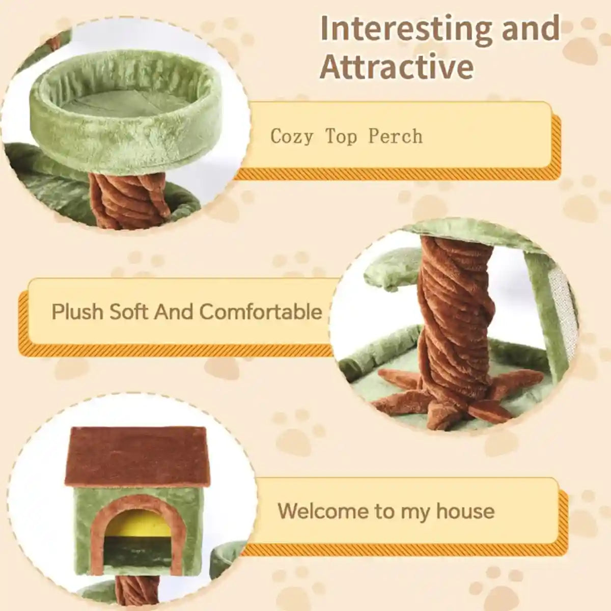 Multi-Level Modern Cat Tree With Cozy Condo And Scratching Board