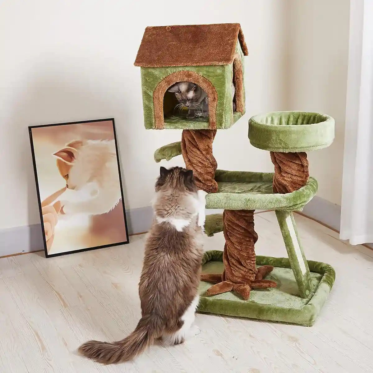 Multi-Level Modern Cat Tree With Cozy Condo And Scratching Board