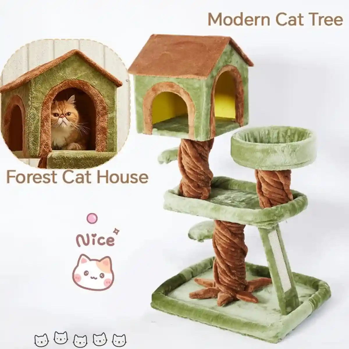 Multi-Level Modern Cat Tree With Cozy Condo And Scratching Board