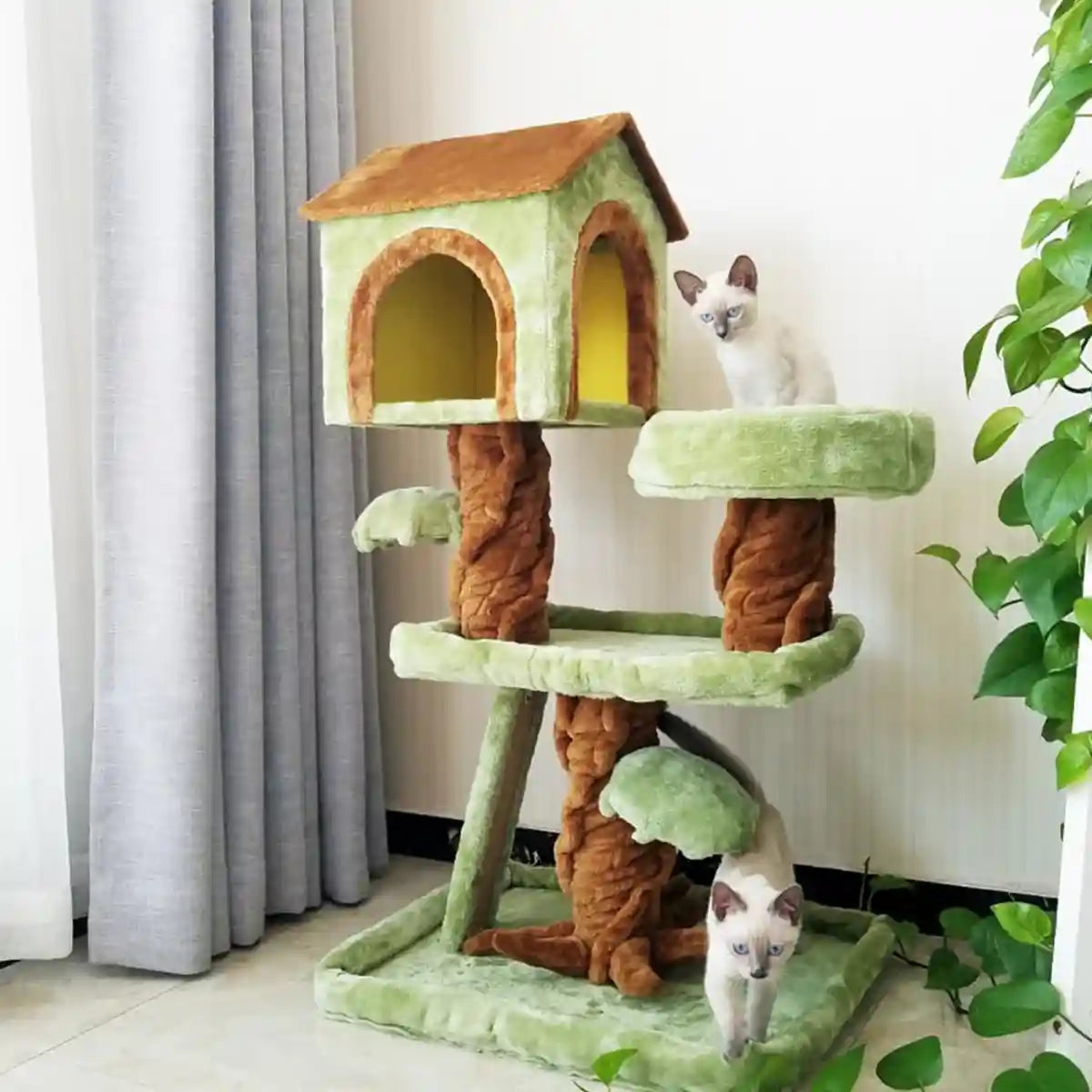 Multi-Level Modern Cat Tree With Cozy Condo And Scratching Board