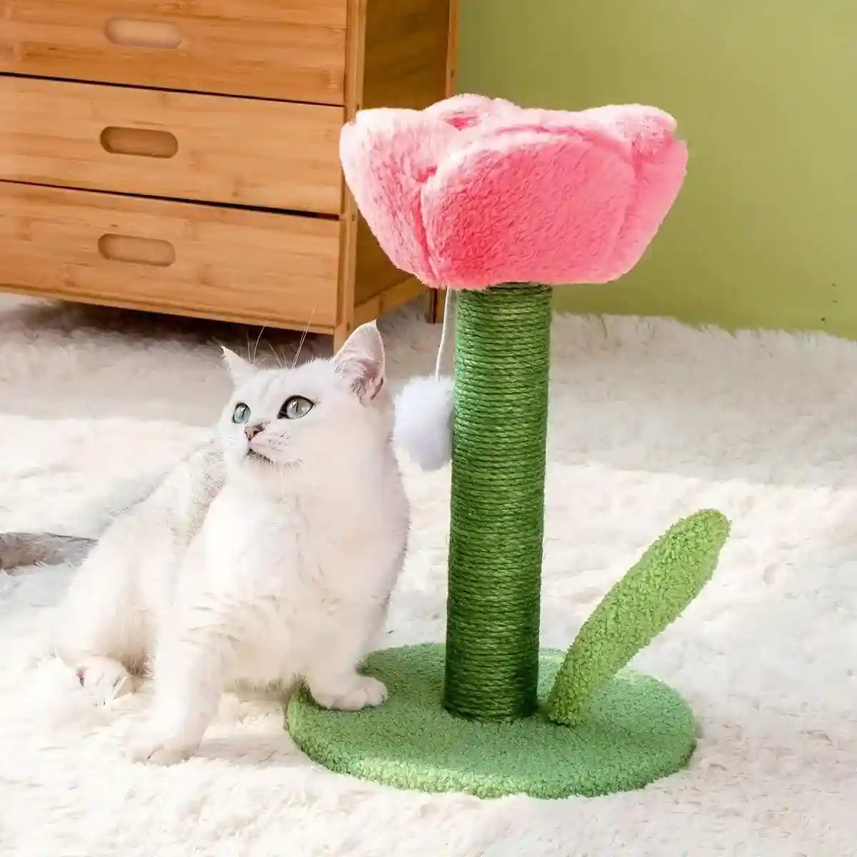 Decorative Flower Cat Tree with Sisal Post and Plush Tulip Top