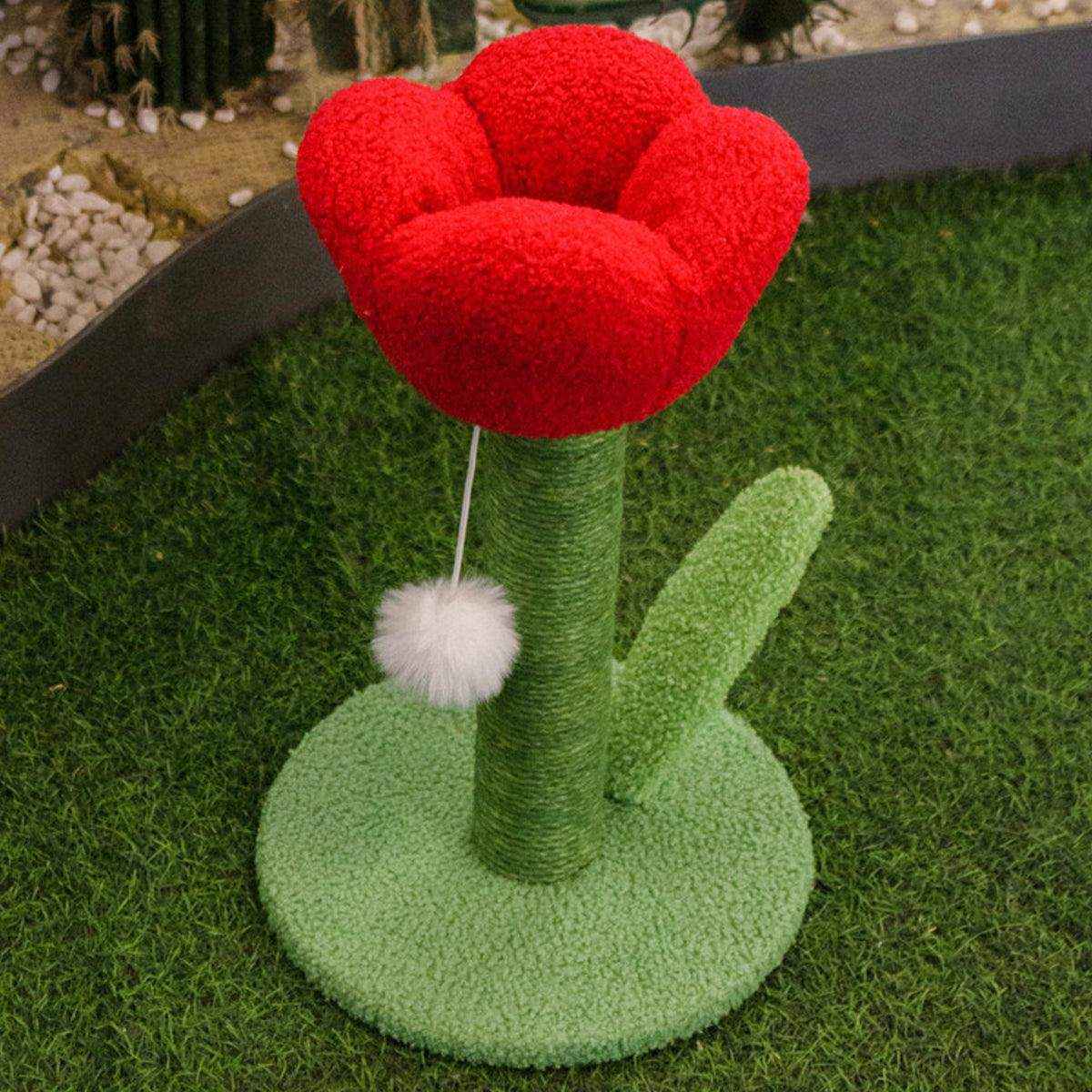 Decorative Flower Cat Tree with Sisal Post and Plush Tulip Top
