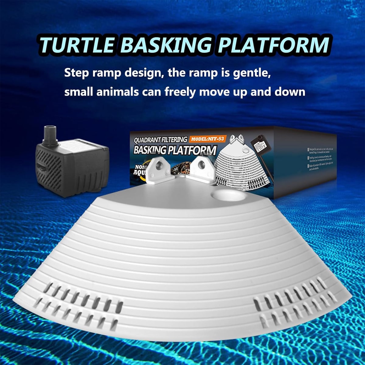 Corner Turtle Basking Platform with Suction Cups & Climbing Ramp