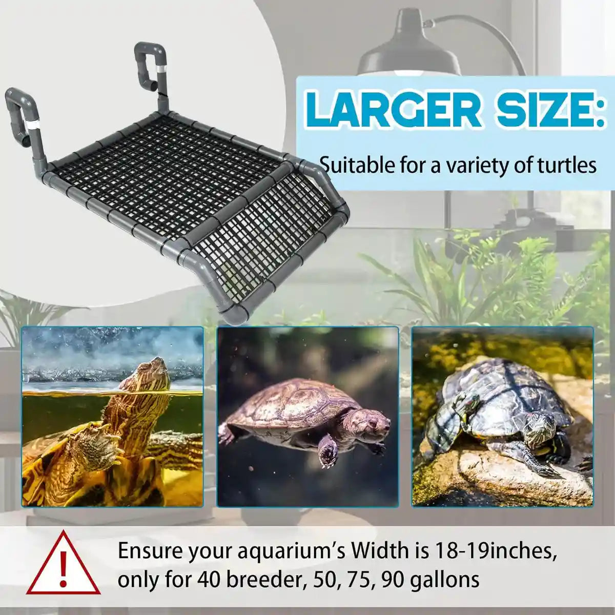 Adjustable Turtle Basking Platform With Non-Slip Ramp For Aquariums