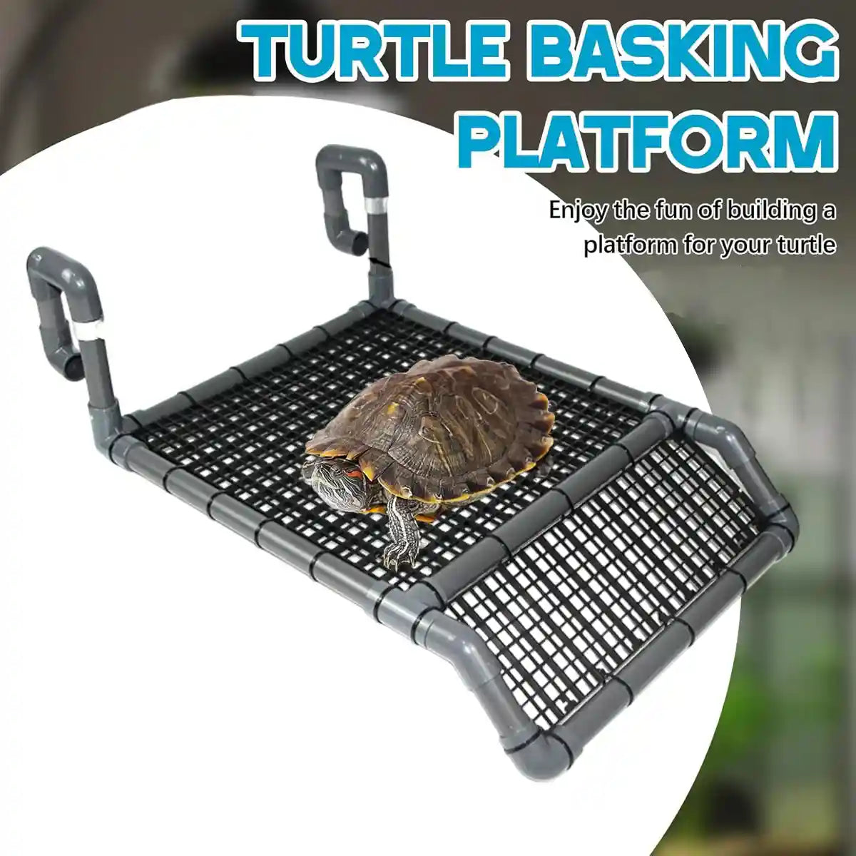 Adjustable Turtle Basking Platform With Non-Slip Ramp For Aquariums