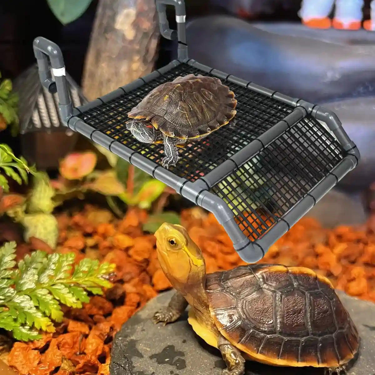 Adjustable Turtle Basking Platform With Non-Slip Ramp For Aquariums
