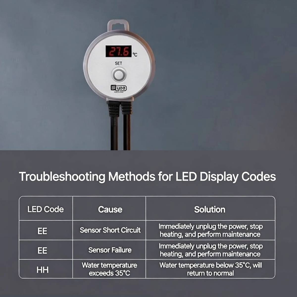 Turtle Tank Heater - Smart Digital Display Heating Rod (25W/50W)