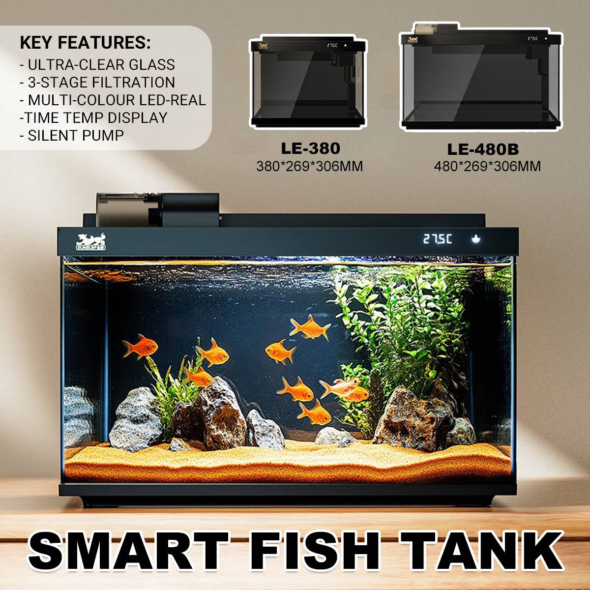 Ultra-White Fish Tank with Oxygenation - Living Aquarium (380/480B)