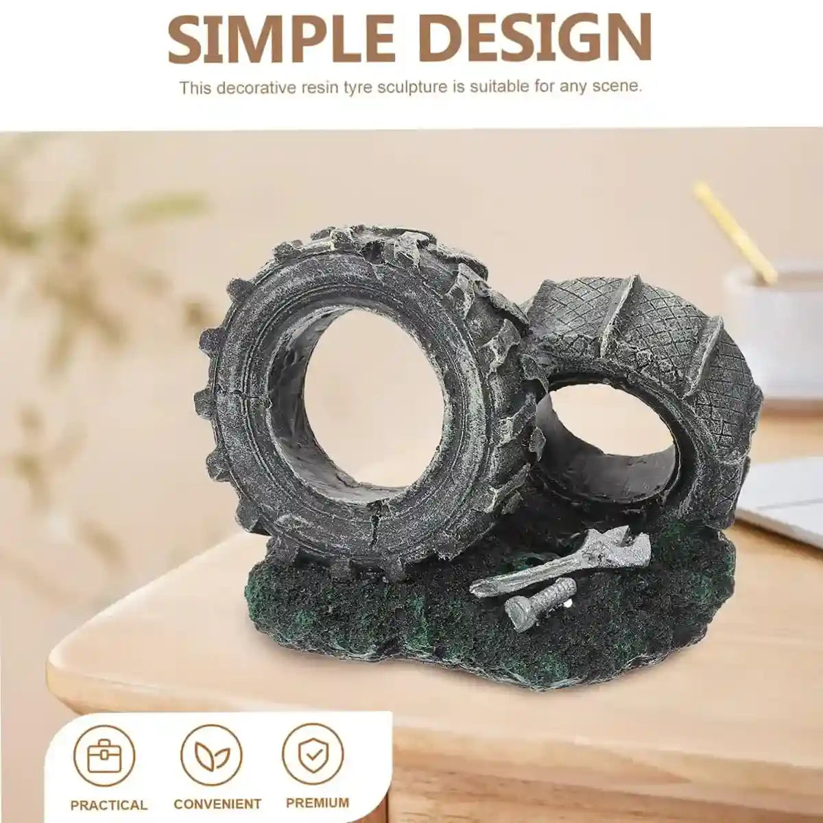 Vintage Resin Tire Ornament for Fish Tanks – Aquarium Decoration