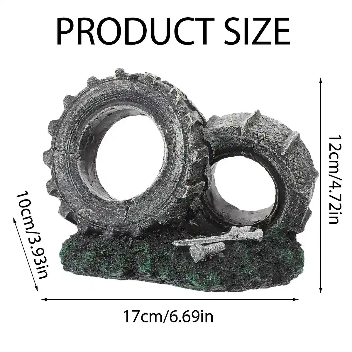 Vintage Resin Tire Ornament for Fish Tanks – Aquarium Decoration