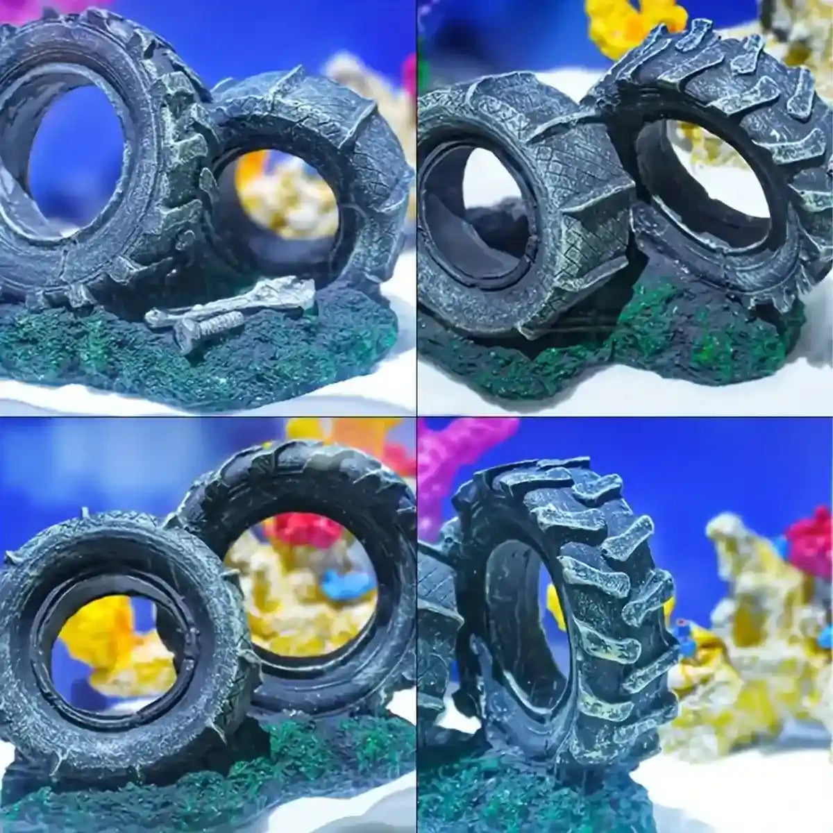 Vintage Resin Tire Ornament for Fish Tanks – Aquarium Decoration