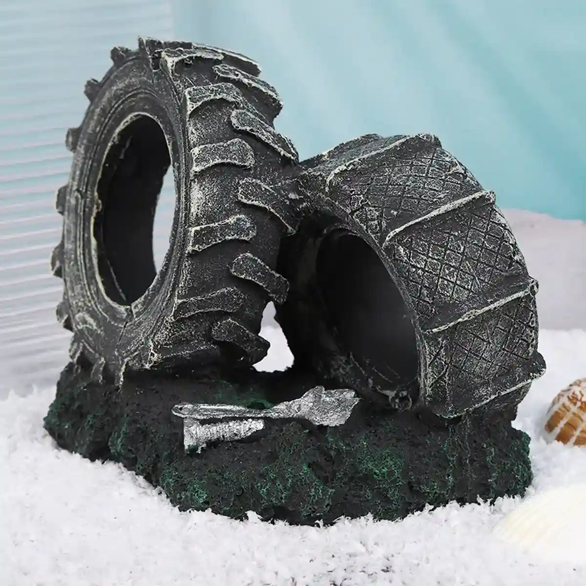 Vintage Resin Tire Ornament for Fish Tanks – Aquarium Decoration