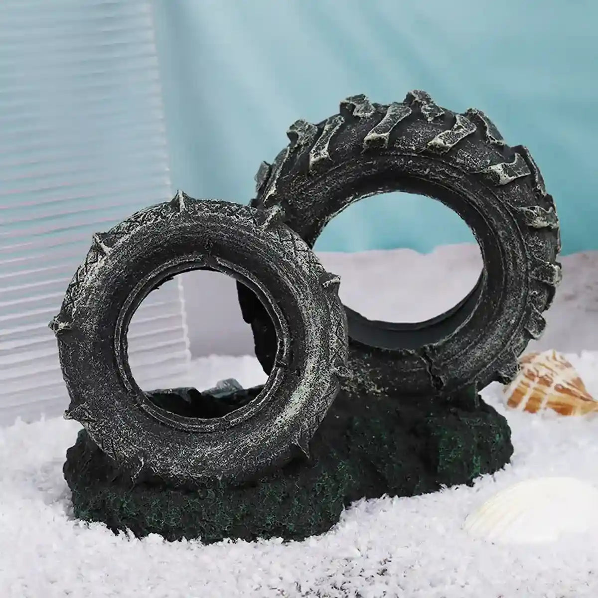Vintage Resin Tire Ornament for Fish Tanks – Aquarium Decoration