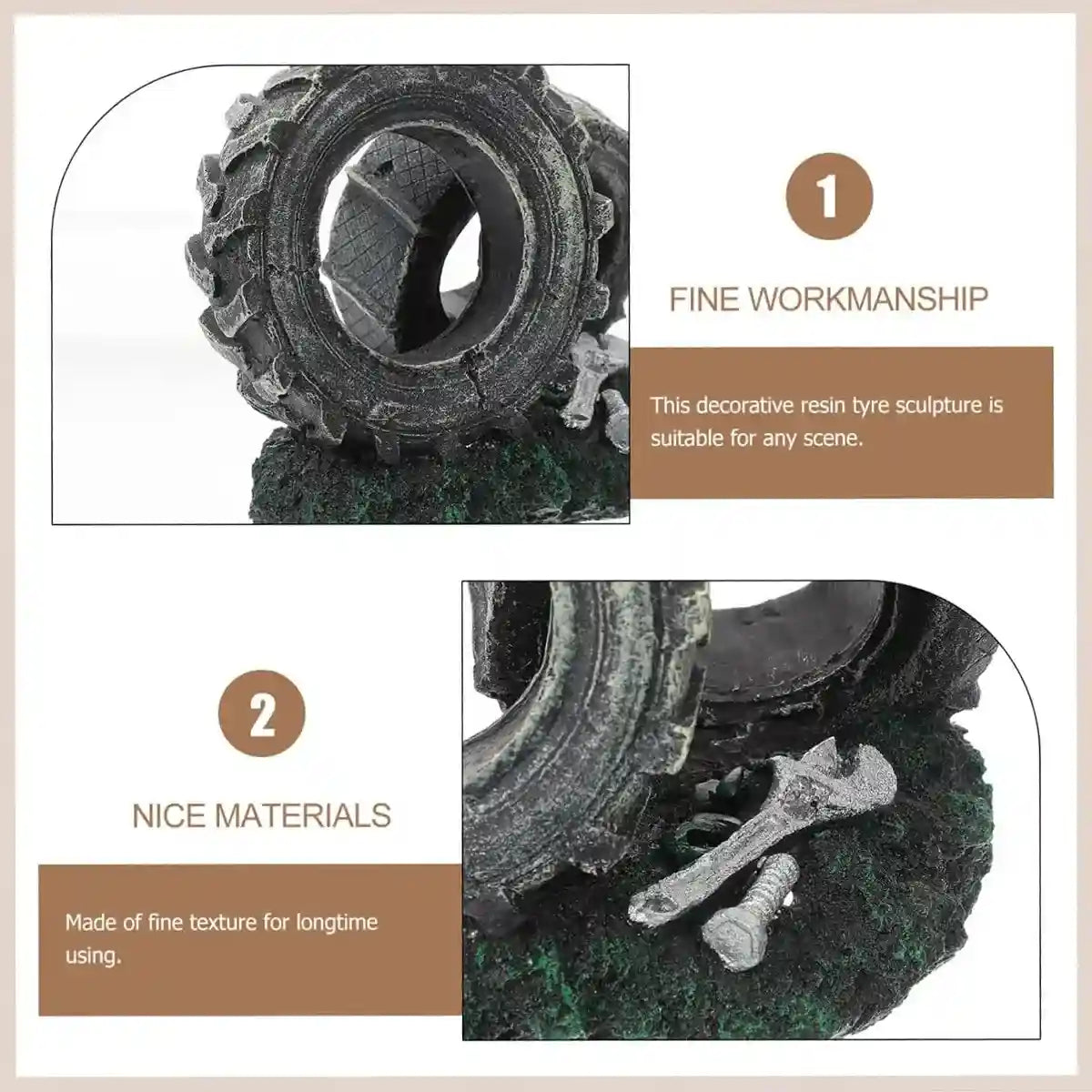 Vintage Resin Tire Ornament for Fish Tanks – Aquarium Decoration