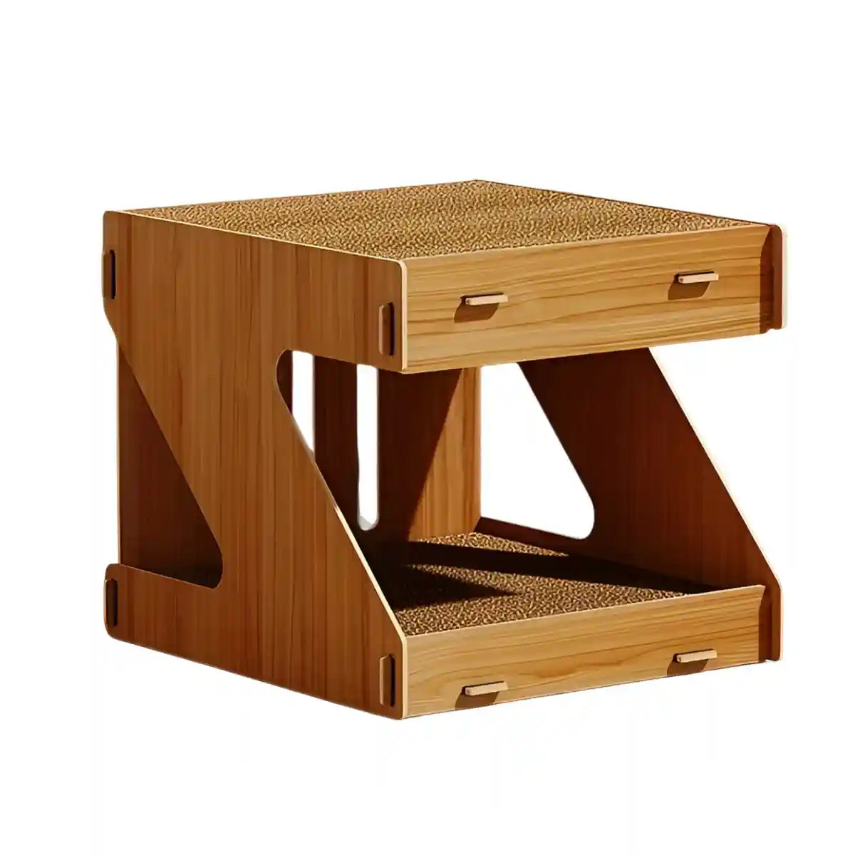 Solid Wood Cat House With Scratching Board Double-Layer Design