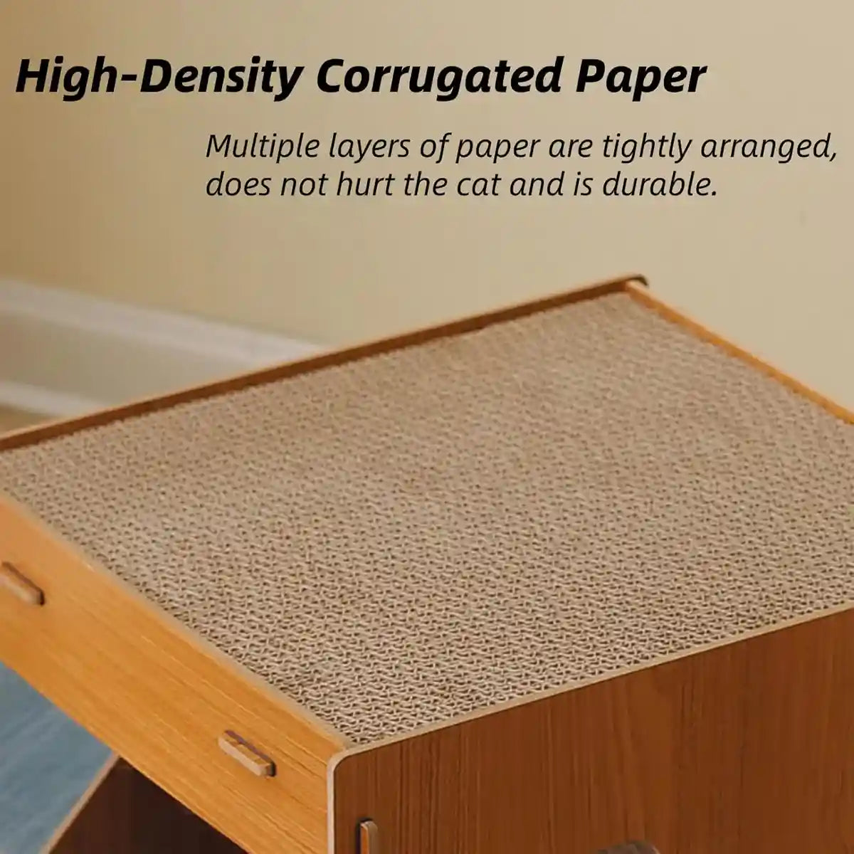 Solid Wood Cat House With Scratching Board Double-Layer Design