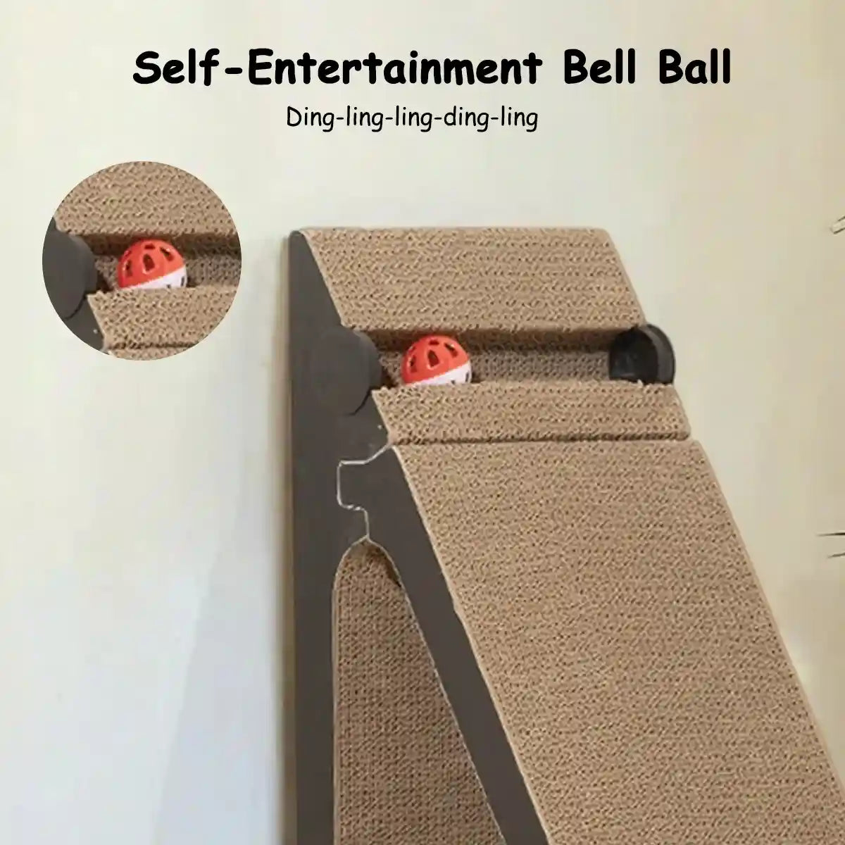Vertical Cat Scratching Pad with Ball Toy and Ramp