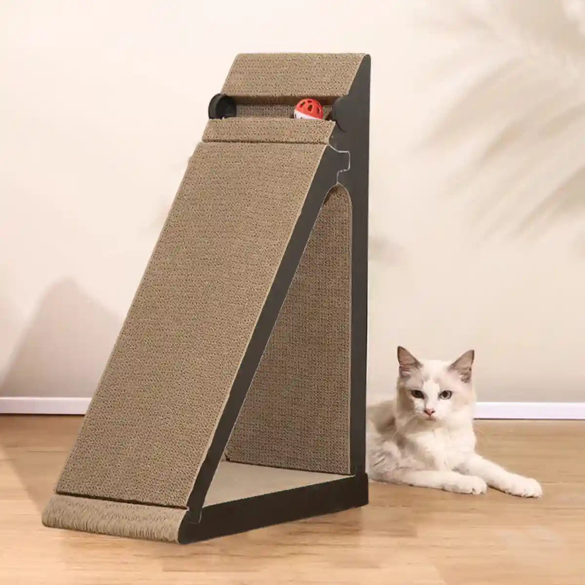 Vertical Cat Scratching Pad with Ball Toy and Ramp