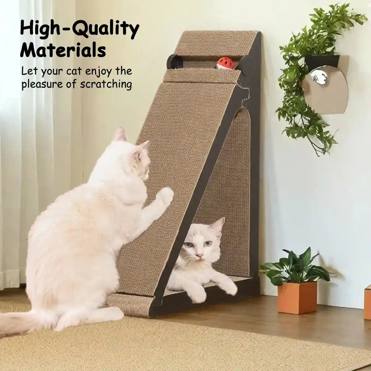 Vertical Cat Scratching Pad with Ball Toy and Ramp
