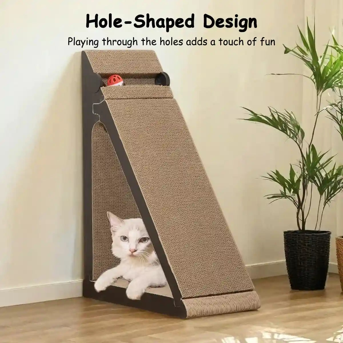 Vertical Cat Scratching Pad with Ball Toy and Ramp