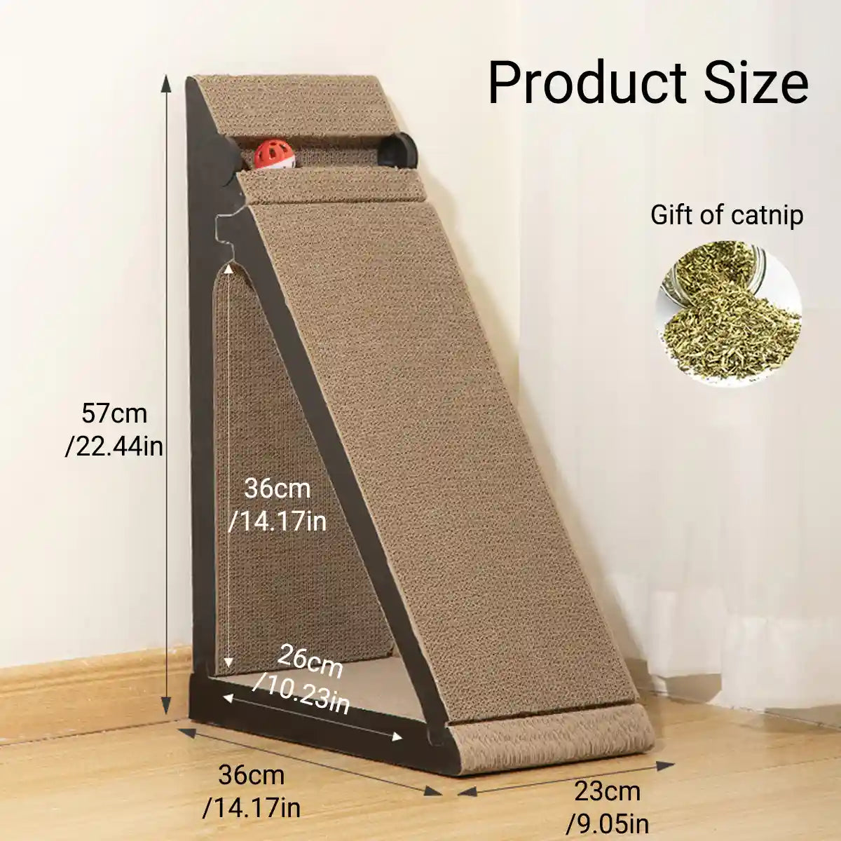 Vertical Cat Scratching Pad with Ball Toy and Ramp