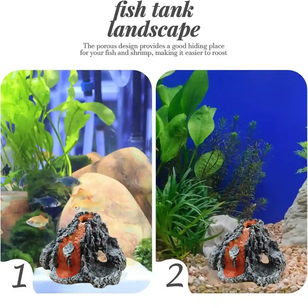 Volcanic Rock Aquarium Decoration Resin Fish Tank Shelter Cave