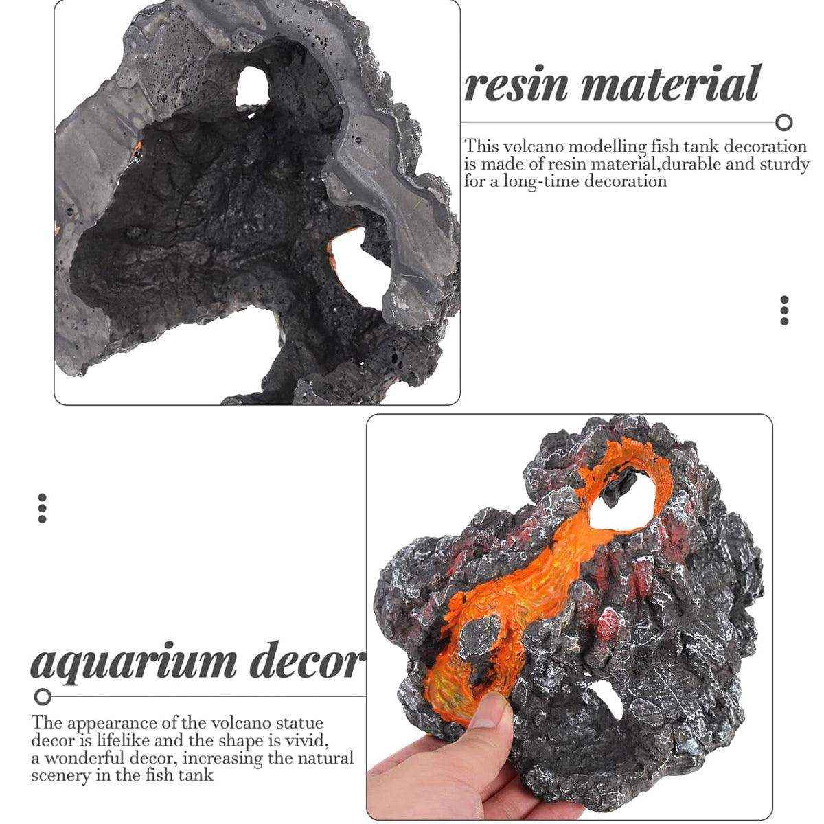 Volcanic Rock Aquarium Decoration Resin Fish Tank Shelter Cave