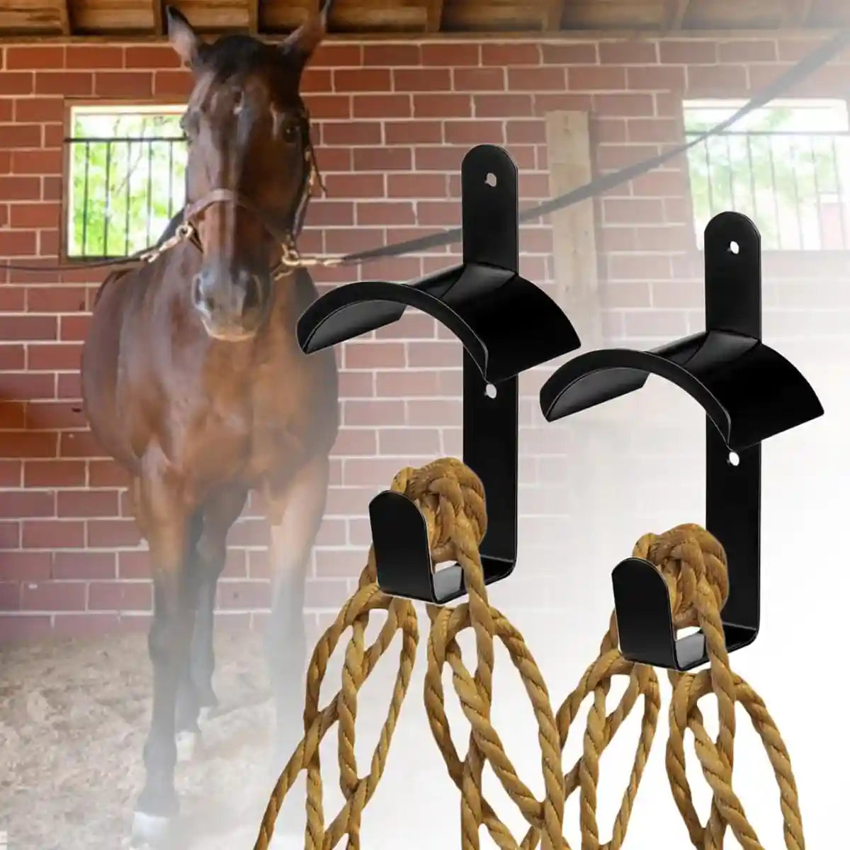 Horse Saddle Rack Wall Hooks Heavy-Duty Iron 2PCS