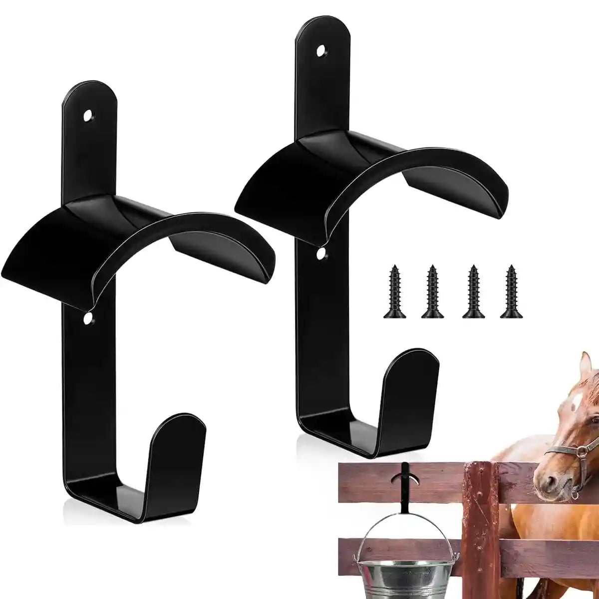 Horse Saddle Rack Wall Hooks Heavy-Duty Iron 2PCS