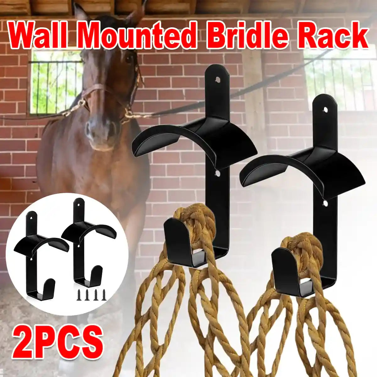 Horse Saddle Rack Wall Hooks Heavy-Duty Iron 2PCS