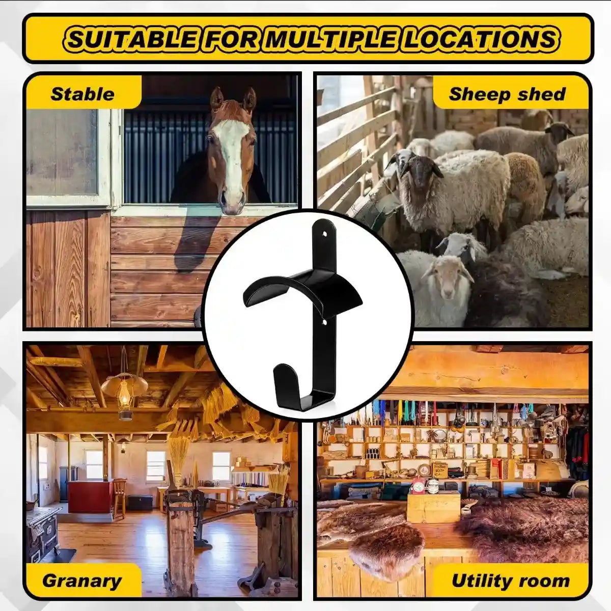 Horse Saddle Rack Wall Hooks Heavy-Duty Iron 2PCS