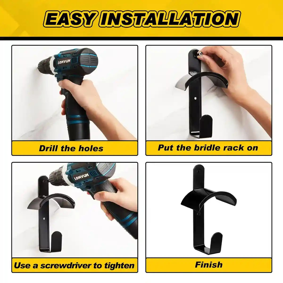 Horse Saddle Rack Wall Hooks Heavy-Duty Iron 2PCS