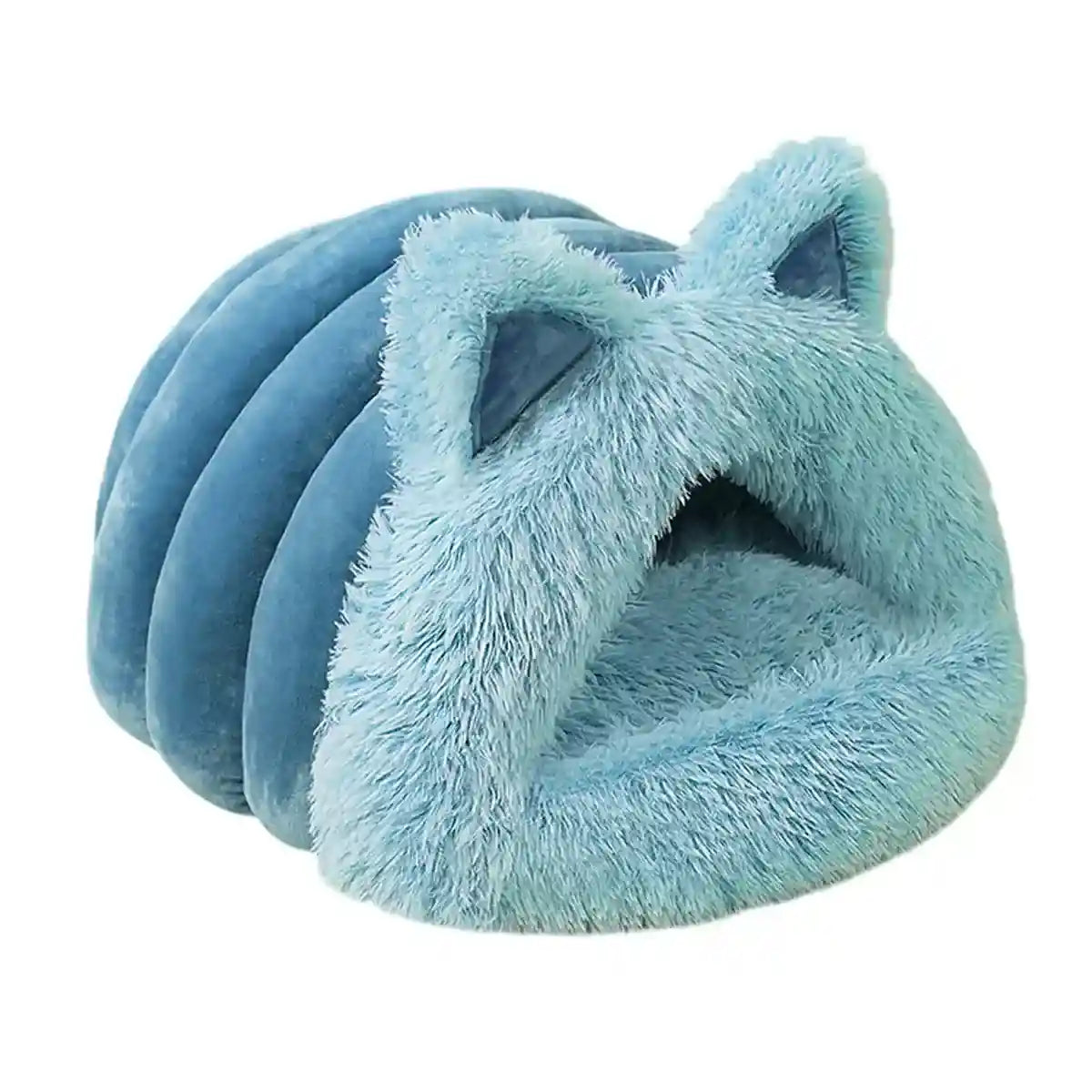 Cozy Cat Bed Cave for Winter Fluffy Covered Nest for Cats (M/L)