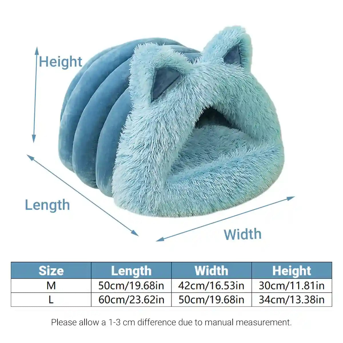 Cozy Cat Bed Cave for Winter Fluffy Covered Nest for Cats (M/L)