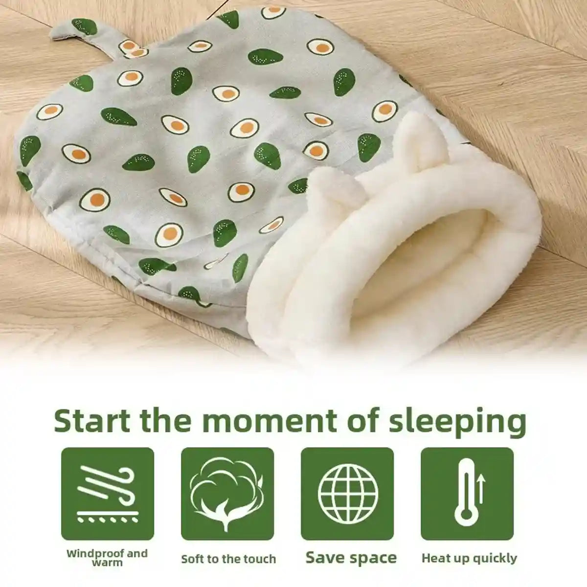 Warm Cat Sleeping Bag With Plush Lining And Cute Ears Design