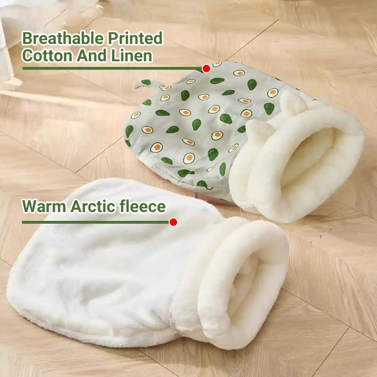 Warm Cat Sleeping Bag With Plush Lining And Cute Ears Design
