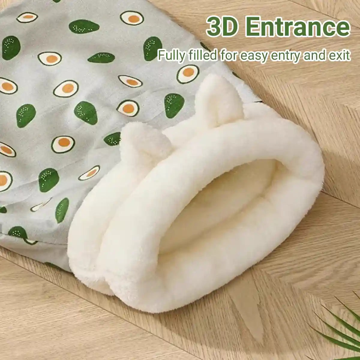 Warm Cat Sleeping Bag With Plush Lining And Cute Ears Design