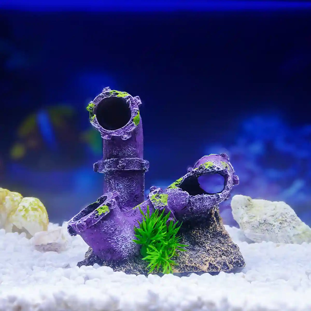 Aquarium Broken Pipe Ornament Resin Fish Tank Decoration