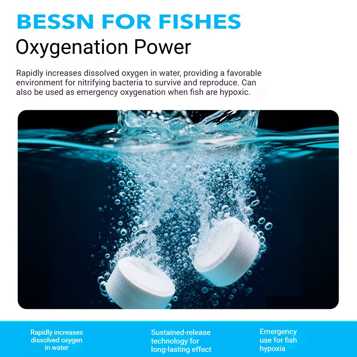 BESSN 3-in-1 Aquarium Water Conditioner Tablets for Fish Tanks