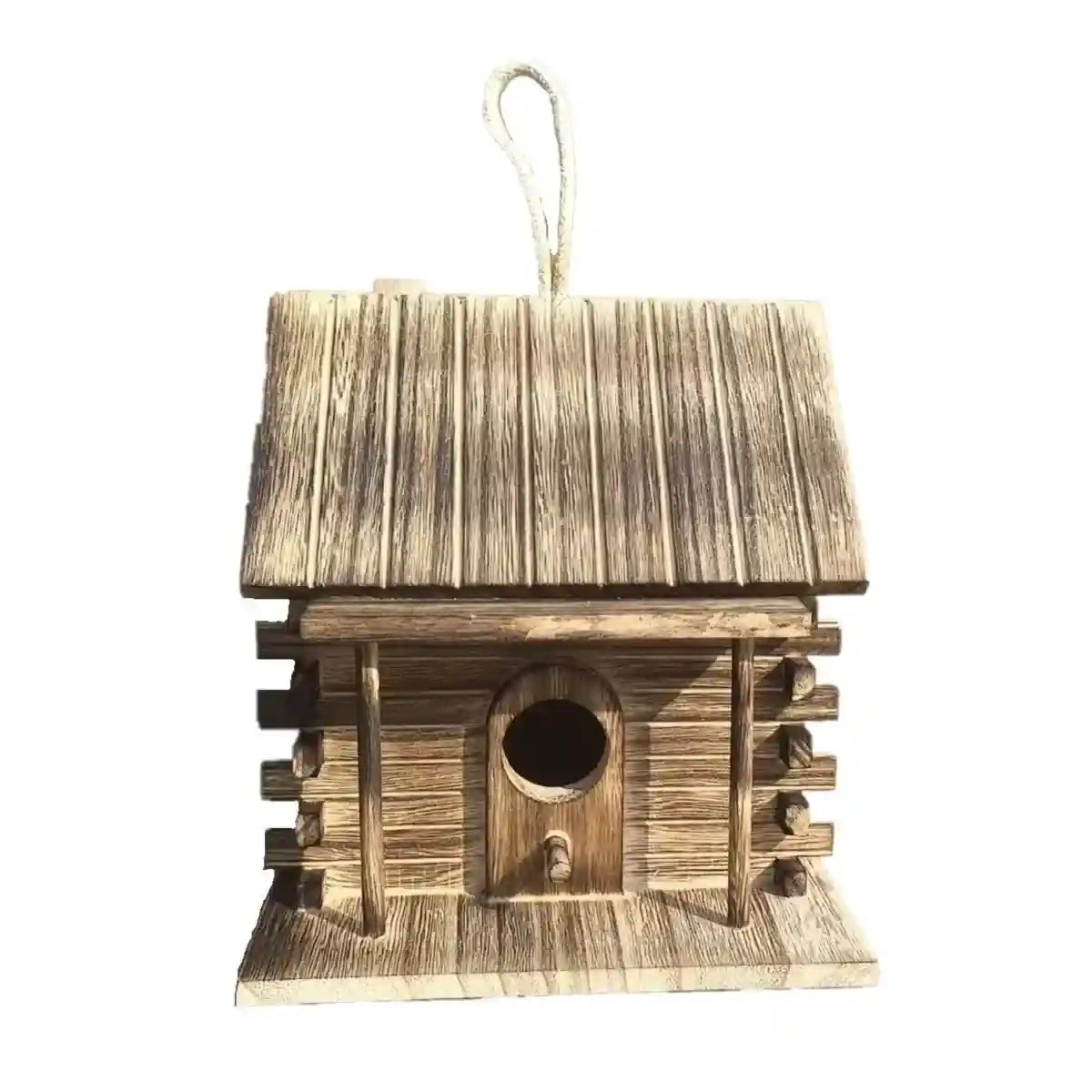 Rustic Hanging Wood Birdhouse for Outdoor Garden Decoration