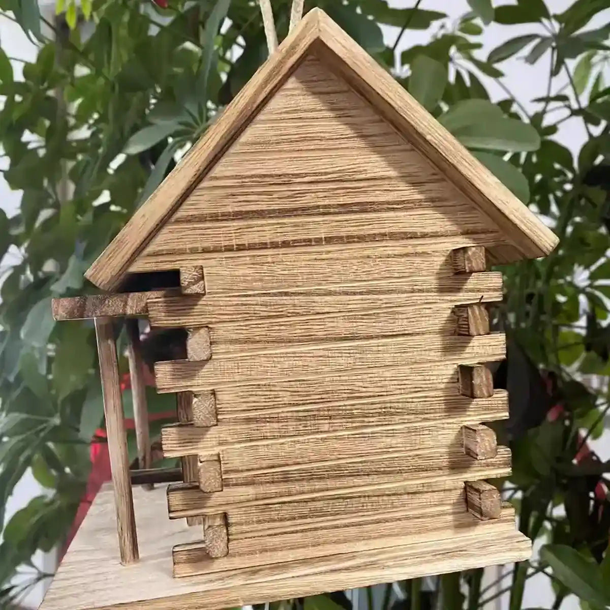 Rustic Hanging Wood Birdhouse for Outdoor Garden Decoration