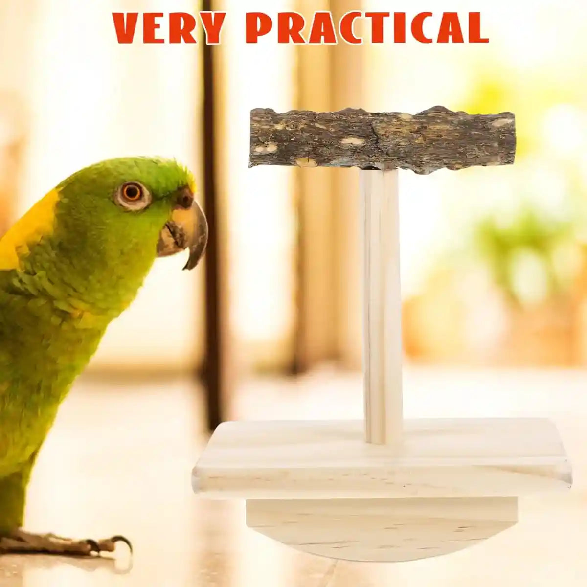 Natural Zanthoxylum Parrot Platform Stand for Claw Grinding & Resting