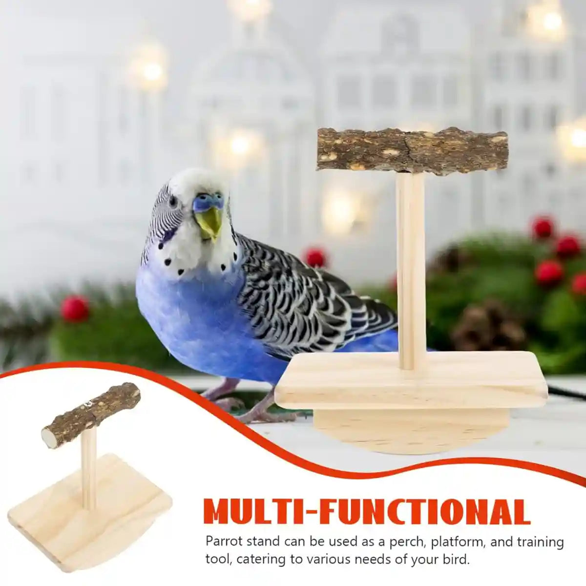 Natural Zanthoxylum Parrot Platform Stand for Claw Grinding & Resting