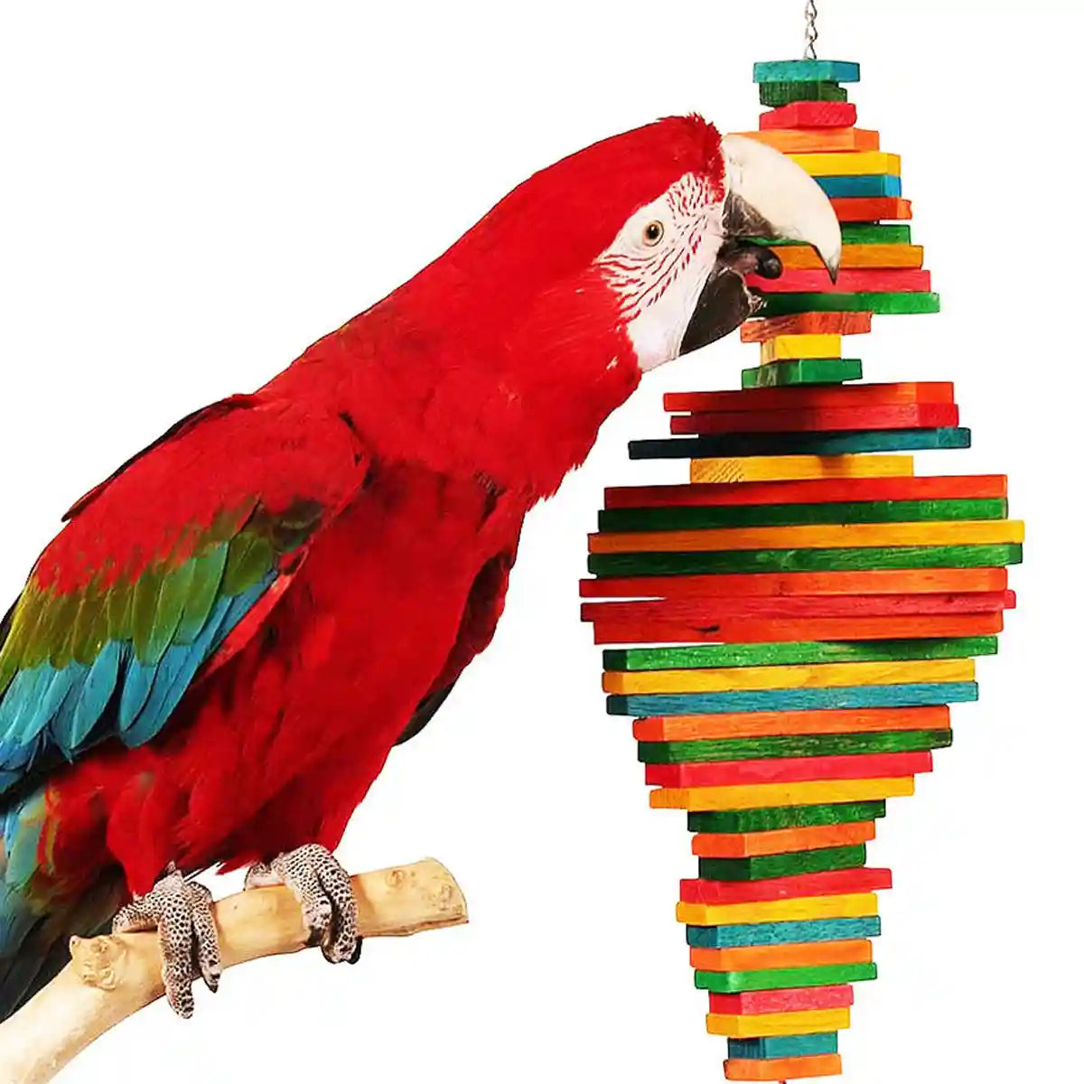 Multi-Layer Parrot Toy Wooden Hanging Pendant for Chewing and Climbing