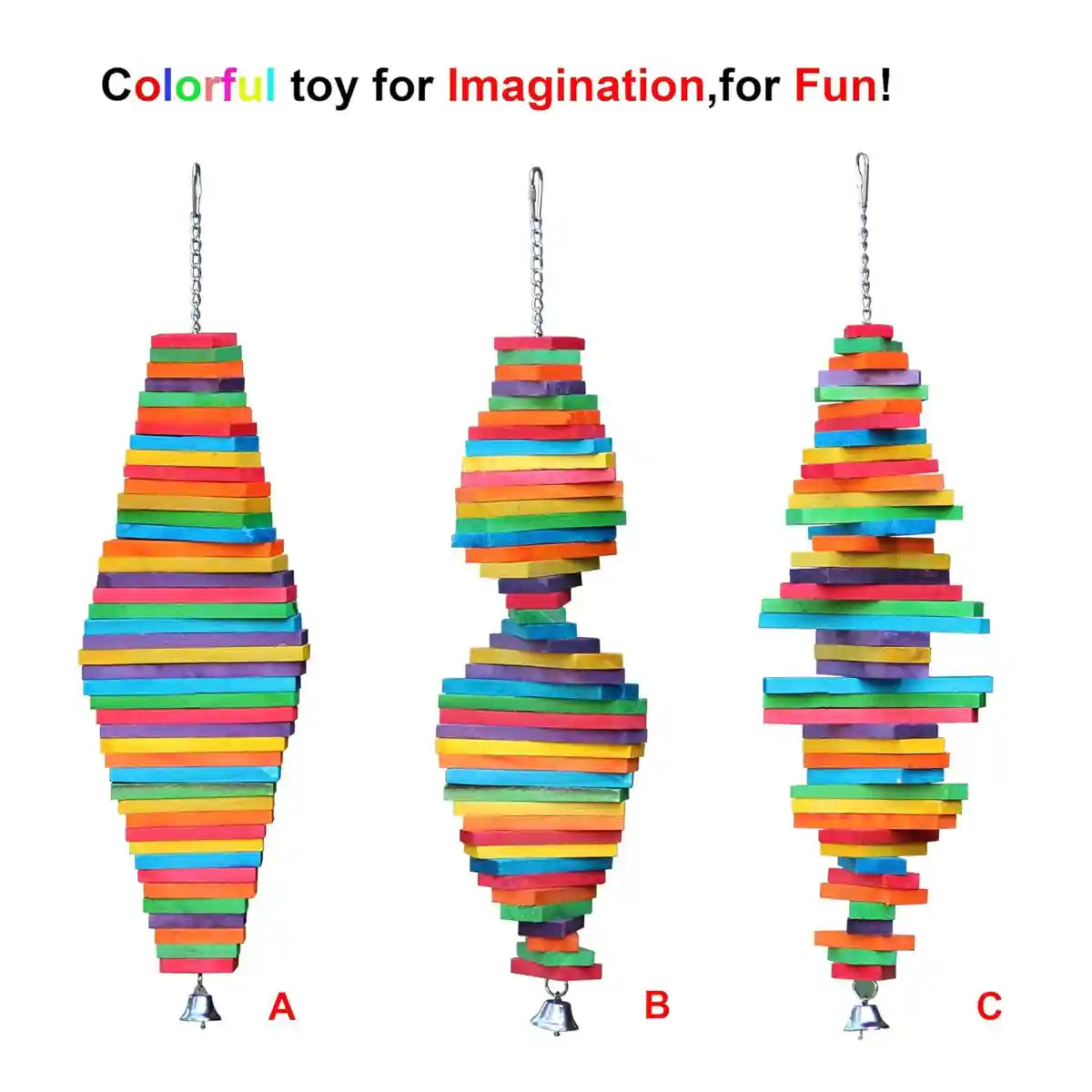 Multi-Layer Parrot Toy Wooden Hanging Pendant for Chewing and Climbing