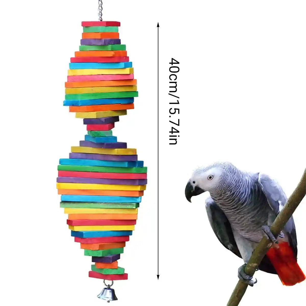 Multi-Layer Parrot Toy Wooden Hanging Pendant for Chewing and Climbing